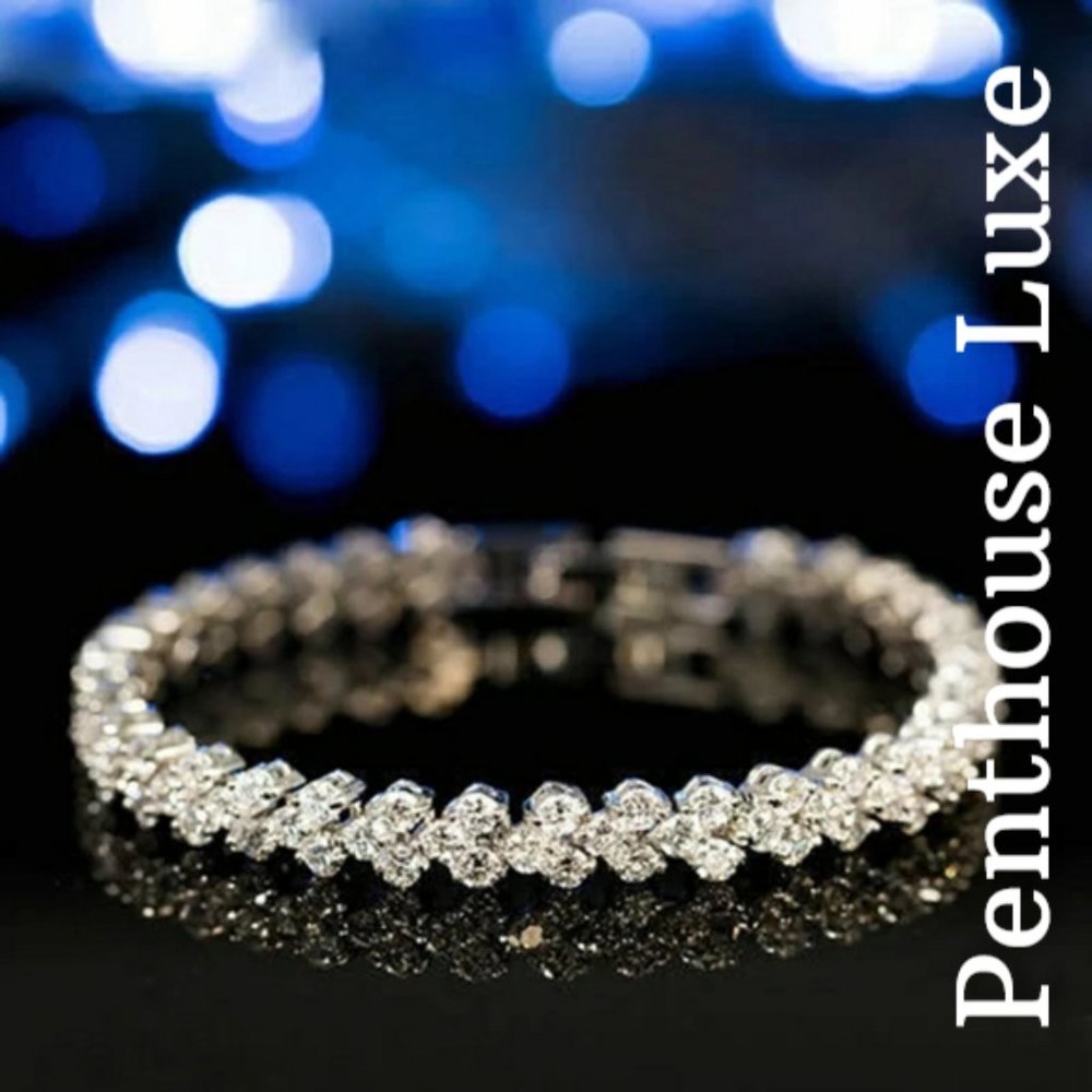 Sparkly CZ Silver Tennis Bracelet - Picture 1 of 4